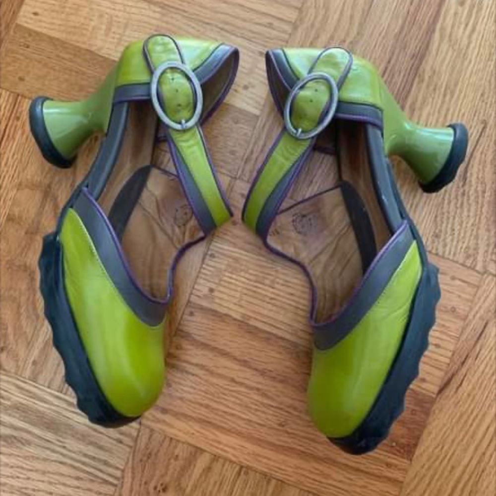 Fluevog Elif 8.5 - Olive/Gray/Purple